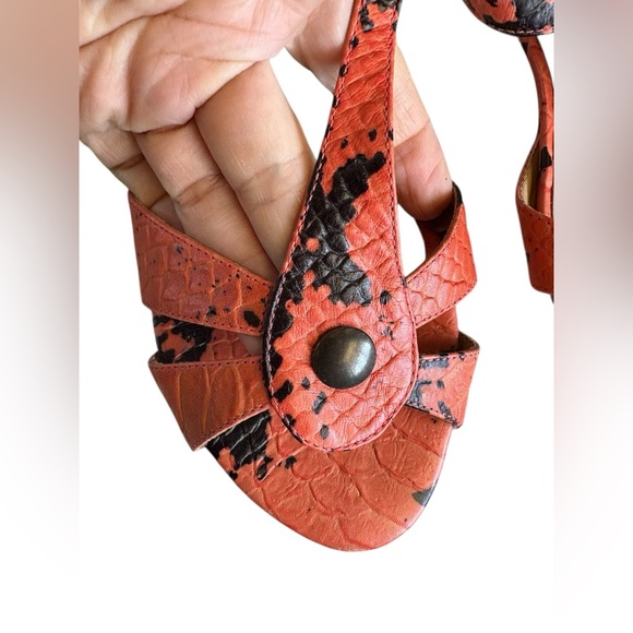 Zara Basic Women's Coral orange and Black snakeskin Strappy Sandals sz 37 Boho - Picture 4 of 8